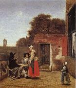 Pieter de Hooch Dutch gard painting